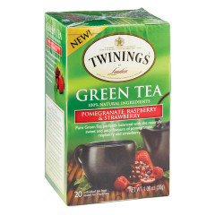 TWININGS POMEGRANATE RASPBERRY AND STRAWBERRY GREEN TEA 20 CT BOX