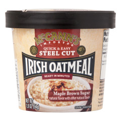 MCCANN'S STEEL CUT INSTANT IRISH OATMEAL MAPLE BROWN SUGAR 1.9 OZ CUP