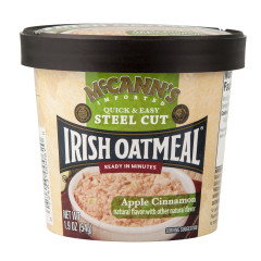 MCCANN'S STEEL CUT INSTANT IRISH OATMEAL APPLE CINNAMON 1.9 OZ CUP