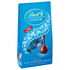 LINDT LINDOR MILK CHOCOLATE SEA SALT TRUFFLES 5.1 OZ BAG