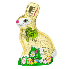 MADELAINE SOLID MILK CHOCOLATE FOILED SITTING RABBIT 6 OZ