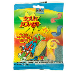 SOUR POWER ASSORTED WIDE BELTS 4 OZ PEG BAG