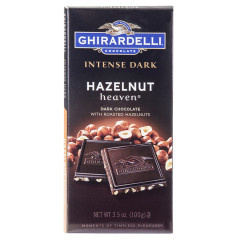 GHIRARDELLI INTENSE DARK CHOCOLATE HAZELNUT HEAVEN 3.5 OZ BAR