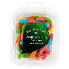 MAPLE VALLEY FARMS SOUR GUMMY WORMS 5.5 OZ TUB