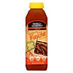 WORLD HARBORS FAJITA SAUCE & MARINADE 16 OZ BOTTLE