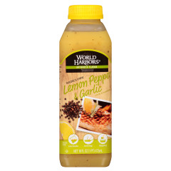 WORLD HARBORS LEMON PEPPER GARLIC SAUCE & MARINADE 16 OZ BOTTLE