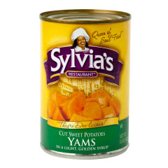 SYLVIA'S CUT YAMS IN LIGHT SYRUP 15 OZ CAN