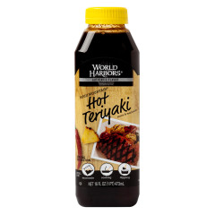 WORLD HARBORS HOT TERIYAKI SAUCE & MARINADE 16 OZ BOTTLE