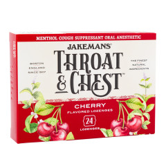 JAKEMANS THROAT & CHEST CHERRY COUGH DROPS 24 PC 3 OZ BOX