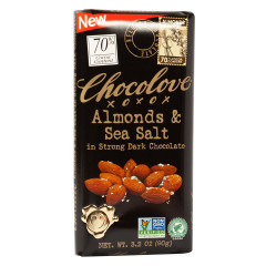 CHOCOLOVE STRONG DARK CHOCOLATE ALMONDS AND SEA SALT 3.2 OZ