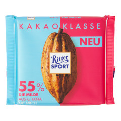 RITTER SPORT KAKAO KLASSE 55% SMOOTH CHOCOLATE FROM GHANA 3.5 OZ