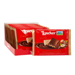 LOACKER NAPOLITANER MILK CHOCOLATE WITH HAZELNUT CREAM AND WAFER 1.9 OZ BAR