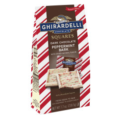 GHIRARDELLI DARK CHOCOLATE PEPPERMINT BARK SQUARES 7.7 OZ BAG