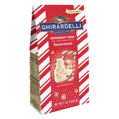 GHIRARDELLI PEPPERMINT BARK SNOWMEN 5.7 OZ BAG