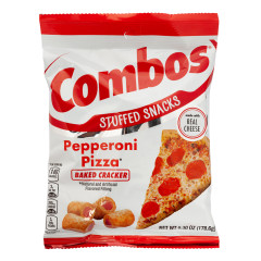 COMBOS PEPPERONI PIZZA BAKED CRACKER 6.3 OZ PEG BAG