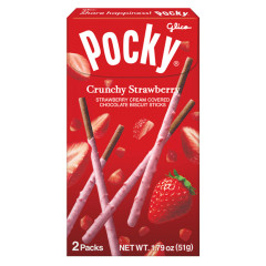 POCKY CRUNCHY STRAWBERRY CHOCOLATE COOKIE STICKS 1.79 OZ BOX