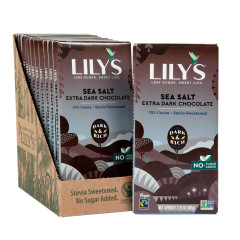 LILY'S BAR 70% EXTRA DARK CHOCOLATE SEA SALT 2.8 OZ BAR