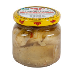 VIGO QUATERED MARINATED ARTICHOKE HEARTS 6.5 OZ JAR