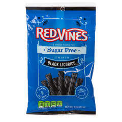 RED VINES SUGAR FREE BLACK LICORICE TWISTS 5 OZ PEG BAG