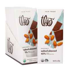 THEO MILK CHOCOLATE SALTED ALMOND 3 OZ BAR