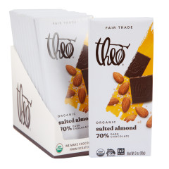 THEO SALTED ALMOND 70% DARK BAR 3 OZ