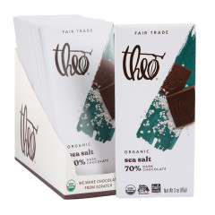 THEO 70% DARK CHOCOLATE SEA SALT 3 OZ BAR