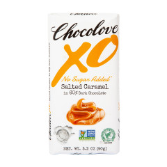 CHOCOLOVE XO NO SUGAR ADDED SALTED CARAMEL 60% DARK CHOCOLATE 3.2 OZ