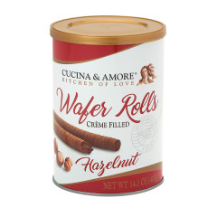 CUCINA & AMORE HAZELNUT ROLLED WAFERS 14.1 OZ CANISTER