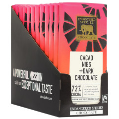 ENDANGERED SPECIES CACAO NIBS DARK CHOCOLATE 3 OZ BAR