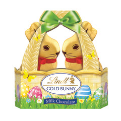 LINDT GOLD FOILED BUNNY BASKET 3.5 OZ