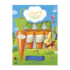 LINDT MILK CHOCOLATE FOILED CARROTS 4 PC 1.9 OZ BOX