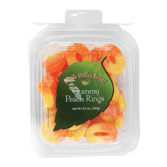 MAPLE VALLEY FARMS GUMMY PEACH RINGS 6.5 OZ PEG TUB