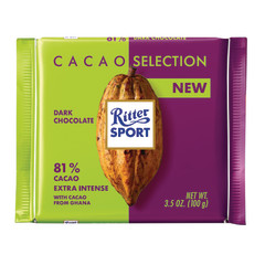 RITTER SPORT DARK CHOCOLATE 81% CACAO EXTRA INTENSE 3.5 OZ