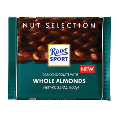 RITTER SPORT DARK CHOCOLATE WITH WHOLE ALMOND 3.5 OZ