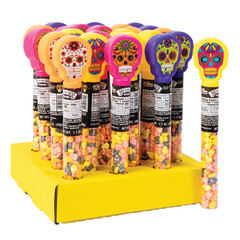DAY OF THE DEAD CANDY TUBE WITH CANDY SKULLS 1.6 OZ