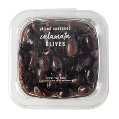 DELALLO JUMBO PITTED SEASONED CALAMATA OLIVES IN OIL 7 OZ TUB