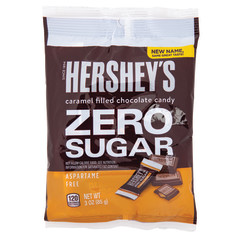 HERSHEY'S ZERO SUGAR CHOCOLATE WITH CARAMEL 3 OZ PEG BAG