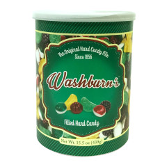 WASHBURN'S FILLED HARD CANDY 15.5 OZ CANISTER