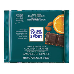 RITTER SPORT DARK CHOCOLATE WITH ALMONDS & ORANGE 3.5 OZ