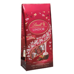 LINDT LINDOR TRUFFLE DARK CHOCOLATE STRAWBERRY 8.5 OZ POUCH