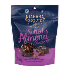 NIAGARA 70% DARK CHOCOLATE SALTED ALMOND CLUSTER 4.5 OZ POUCH