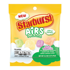STARBURST SOUR TROPICAL AIR GUMMIES 4.3 OZ PEG BAG