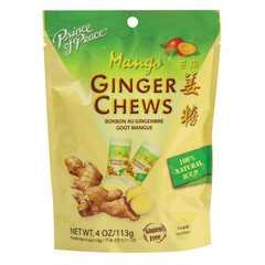 PRINCE OF PEACE MANGO GINGER CHEWS 4 OZ POUCH