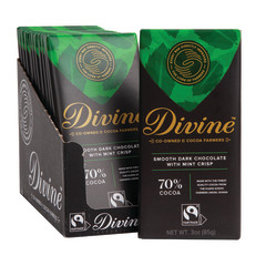 DIVINE 70% DARK CHOCOLATE WITH MINT CRISP 3 OZ BAR