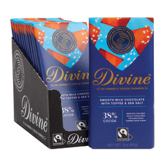 DIVINE MILK CHOCOLATE WITH TOFFEE & SEA SALT 3 OZ BAR