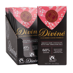 DIVINE 60% DARK CHOCOLATE WITH PINK HIMALAYAN SALT 3 OZ BAR