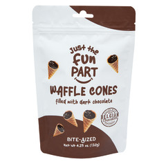 JUST THE FUN PART DARK CHOCOLATE MINI WAFFLE CONES 4.23 OZ POUCH