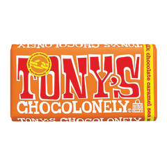 TONY'S CHOCOLONELY 32% MILK CHOCOLATE CARAMEL SEA SALT 6.35 OZ LARGE BAR