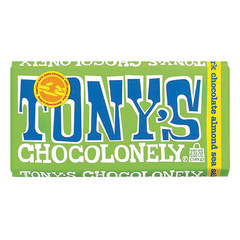 TONY'S CHOCOLONELY 51% DARK CHOCOLATE ALMOND SEA SALT 6.35 OZ LARGE BAR