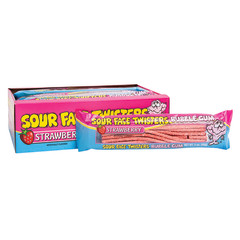 SOUR FACE TWISTERS STRAWBERRY BUBBLE GUM 2 OZ